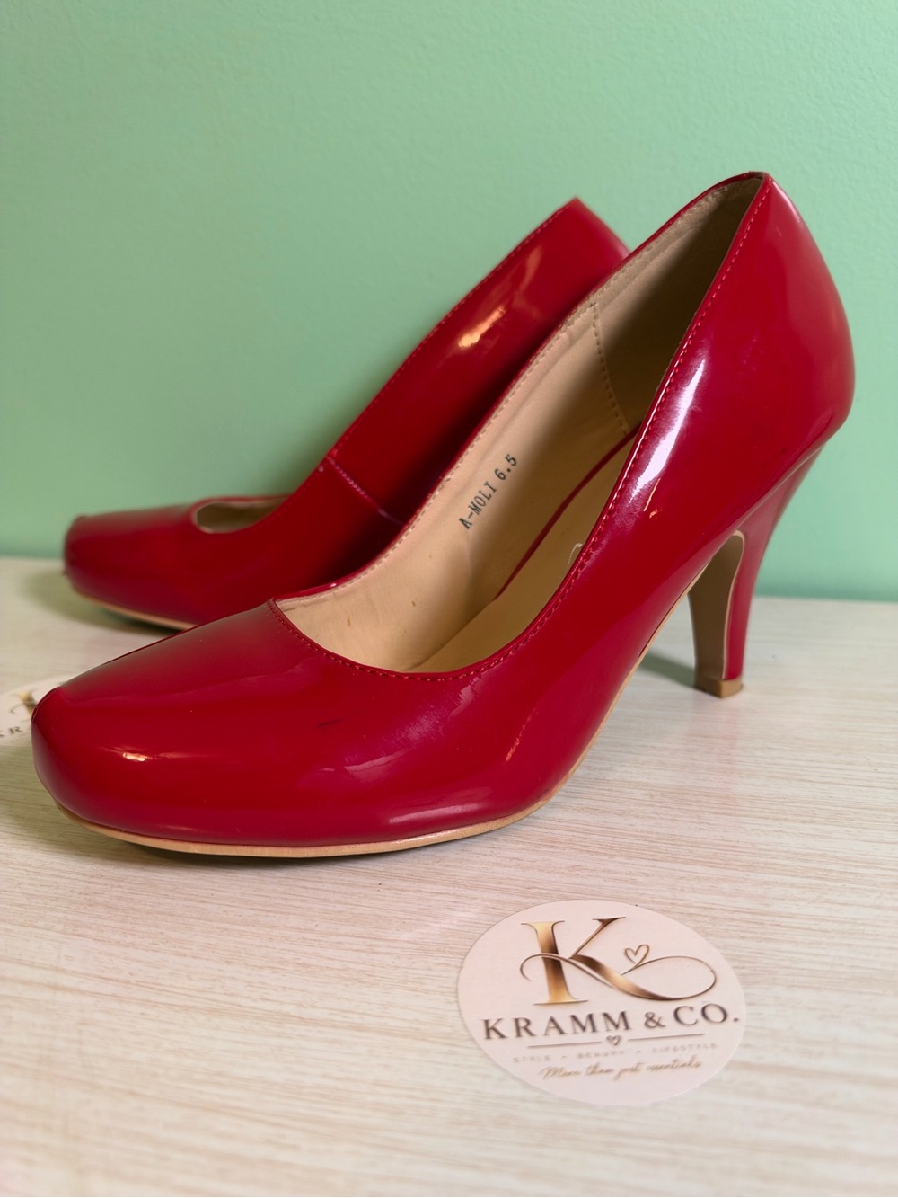Ashley By 26 International Red Patent Mid Heel Pumps